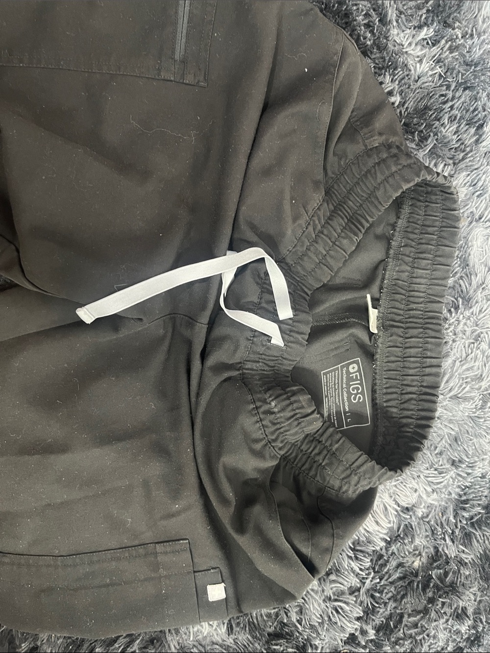 Figs Black Elastic-Waist Utility Pants